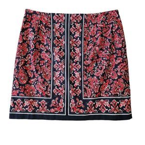 Talbots Min Skirt Women's Size 14 Multicolor Floral Cotton‎ Side Zipper